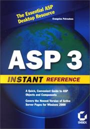 Cover of: ASP 3 instant reference by Evangelos Petroutsos