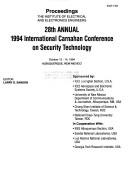 Cover of: Proceedings, 28th annual 1994 International Carnahan Conference on Security Technology: security technology : October 12-14, 1994 | International Carnahan Conference on Security Technology (28th 1994 Albuquerque, N.M.)