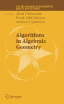 Cover of: Algorithms in algebraic geometry