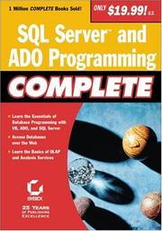 Cover of: SQL Server and ADO Programming Complete