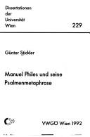 Manuel Philes und seine Psalmenmetaphrase by Günter Stickler