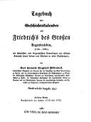 Cover of: Tagebuch oder Geschichtskalender aus Friedrich's des Grossen Regentenleben, 1740-1786