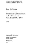 Cover of: Frankreichs Unternehmer in der Periode der Volksfront 1936-1937