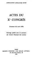 Cover of: Actes du Xe congrès