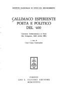 Callimaco Esperiente poeta e politico del '400 by Gian Carlo Garfagnini