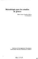 Cover of: Metodología para los estudios de género by María Luisa González Marín, coordinadora.