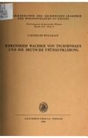 Cover of: Ehrenfried Walther von Tschirnhaus und die deutsche Frühaufklärung