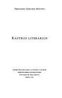 Cover of: Rastros literarios by Fernando Sánchez Mayáns