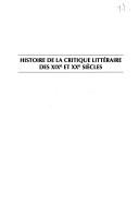 Cover of: Histoire de la critique littéraire des XIXe et XXe siècles