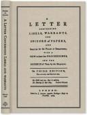 Cover of: A letter concerning libels, warrants, the seizure of papers, and sureties for the peace of behaviour by Father of Candor pseud.