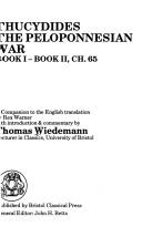 Cover of: Thucydides, The Peloponnesian War, book I-book II, ch. 65: a companion to the English translation by Rex Warner, with introduction & commentary