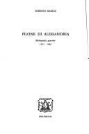 Cover of: Filone di Alessandria: bibliografia generale, 1937-1982