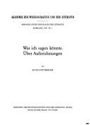 Was ich sagen könnte by Hugo Dittberner