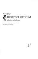 Cover of: Theory of criticism by Krieger, Murray