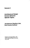 Cover of: Architectural design, human behavior, special topics by Georgia Bizios