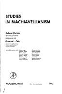 Cover of: Studies in Machiavellianism