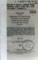 Nominations of Richard E. Rominger, Eugene Branstool, James R. Lyons, Bob J. Nash, and Wardell C. Townsend, Jr by United States. Congress. Senate. Committee on Agriculture, Nutrition, and Forestry