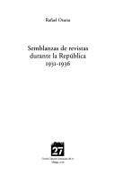Cover of: Semblanzas de revistas durante la República, 1931-1936