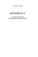 Cover of: Heinrich I. by Wolfgang Giese