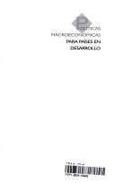 Políticas macroeconómicas para países en desarrollo by Guadalupe Mántey de Anguiano