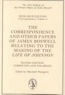 Cover of: The Correspondence and Other Papers of James Boswell (The Yale Editions of the Private Papers of James Boswell) by Marshall Waingrow