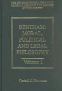 Cover of: Bentham: Moral, Political, and Legal Philosophy (International Library of Critical Essays in the History of Philosophy)