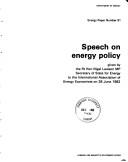 Cover of: Speech on energy policy