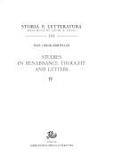 Cover of: Studies in Renaissance thought and letters