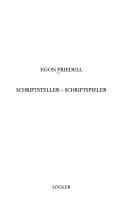 Cover of: Schriftsteller, Schriftspieler by Friedell, Egon