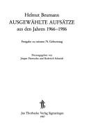 Cover of: Ausgewählte Aufsätze aus den Jahren 1966-1986: Festgabe zu seinem 75. Geburtstag