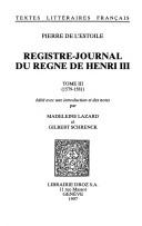 Cover of: Registre-Journal du regne de Henri III by L'Estoile, Pierre de