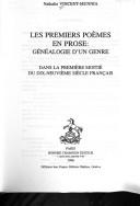 Cover of: premiers poèmes en prose: généalogie d'un genre dans la première moitié du dix-neuvième siècle français