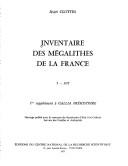 Cover of: Inventaire des mégalithes de la France.