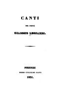 Cover of: Canti del Conte Giacomo Leopardi.