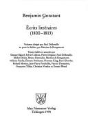 Cover of: Ecrits littéraires (1800-1813) by Benjamin Constant