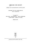 Cover of: Sprache und Recht: Beiträge zur Kulturgeschichte des Mittelalters ; Festschrift für Ruth Schmidt-Wiegand zum 60. Geburtstag
