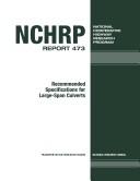 Cover of: Recommended specifications for large-span culverts