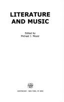 Cover of: Literature and Music (Rodopi Perspectives on Modern Literature 25) (Rodopi Perspectives on Modern Literature) by Michael Meyer