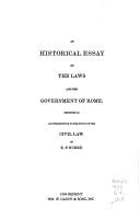 Cover of: historical essay on the laws and the government of Rome: designed as an introduction to the study of the civil law