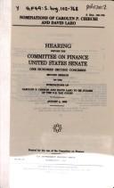 Cover of: Nominations of Carolyn P. Chiechi and David Laro | United States. Congress. Senate. Committee on Finance