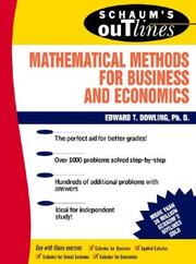 Cover of: Schaum's Outline of Mathematical Methods for Business and Economics