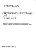 Cover of: Hamburgische Dramaturgie und Emilia Galotti: Studie zu einer Methodik des wissenschaftlichen Zitierens entwickelt am Problem des Verhältnisses von Dramentheorie und Trauerspielpraxis bei Lessing.
