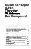 Cover of: Theodor W. Adorno, der Komponist