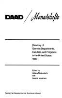 Cover of: Directory of German departments, faculties, and programs in the United States, 1980