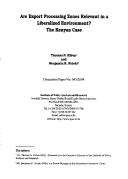 Cover of: Are export processing zones relevant in a liberalized environment?: the Kenyan case