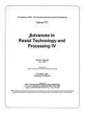 Cover of: Advances in resist technology and processing IV: 2-3 March 1987, Santa Clara, California