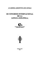 Cover of: Tercer Congreso Internacional de la Lengua Española.