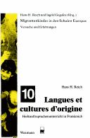 Cover of: Langues et cultures d'origine by Hans H. Reich