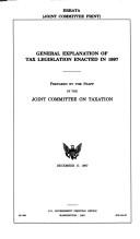 Cover of: Joint Committee on Taxation's General Explanation of Tax Legislation Enacted in 1997: Blue Book