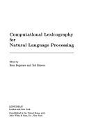 Cover of: Computational lexicography for natural language processing